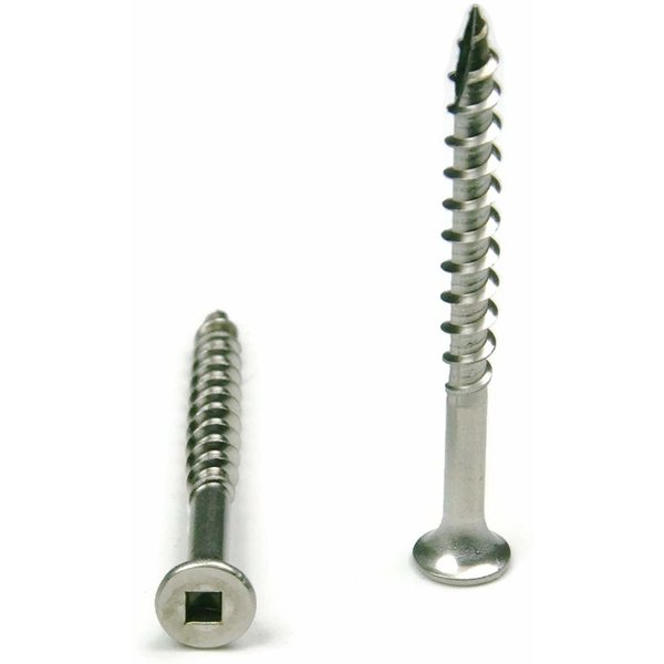 Newport Fasteners Wood Screw, #8, 1-1/2 in, Plain Steel Flat Head Square Drive, 2000 PK V02323-BR-2000